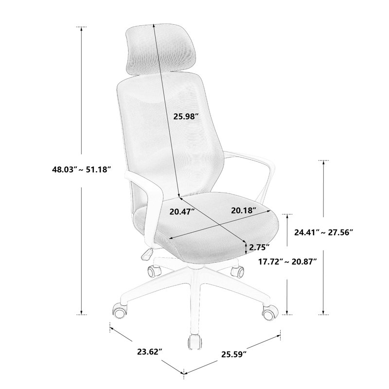 Chaise de bureau Elenora, Orange, Blanc
