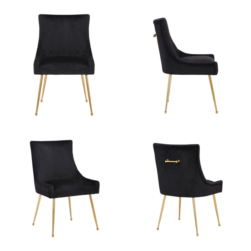 Chaise rembourrée en velours, Noir