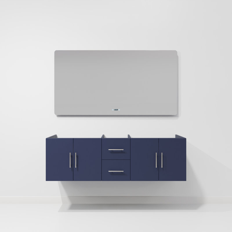Meuble-lavabo double mural l 60 po x P 22 po x H 18 po Geneva, Marine