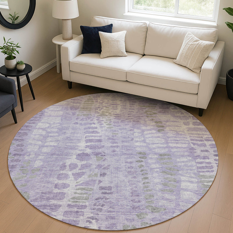 Machine Washable Indoor/Outdoor Jozwiak ACN2382 Circles Rug, Round 8'