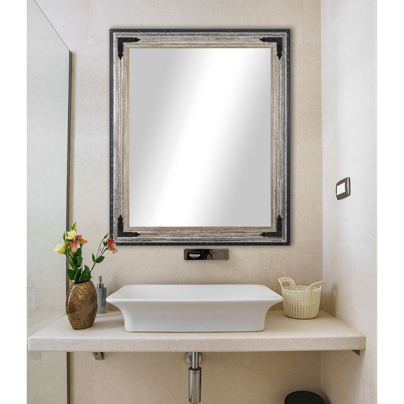 Miroir pleine grandeur rustique patiné, H 35,5 po x l 29,5 po, Brun