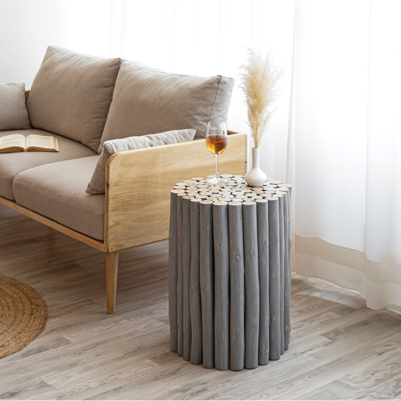 Table basse Laquanya, petite table de bout, table de chevet, Gris