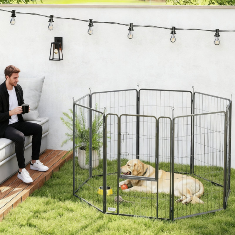 Enclos d'exercice en métal à 8 panneaux 39 pouces, personnalisable et sécuritaire pour les chiens de taille moyenne à grande