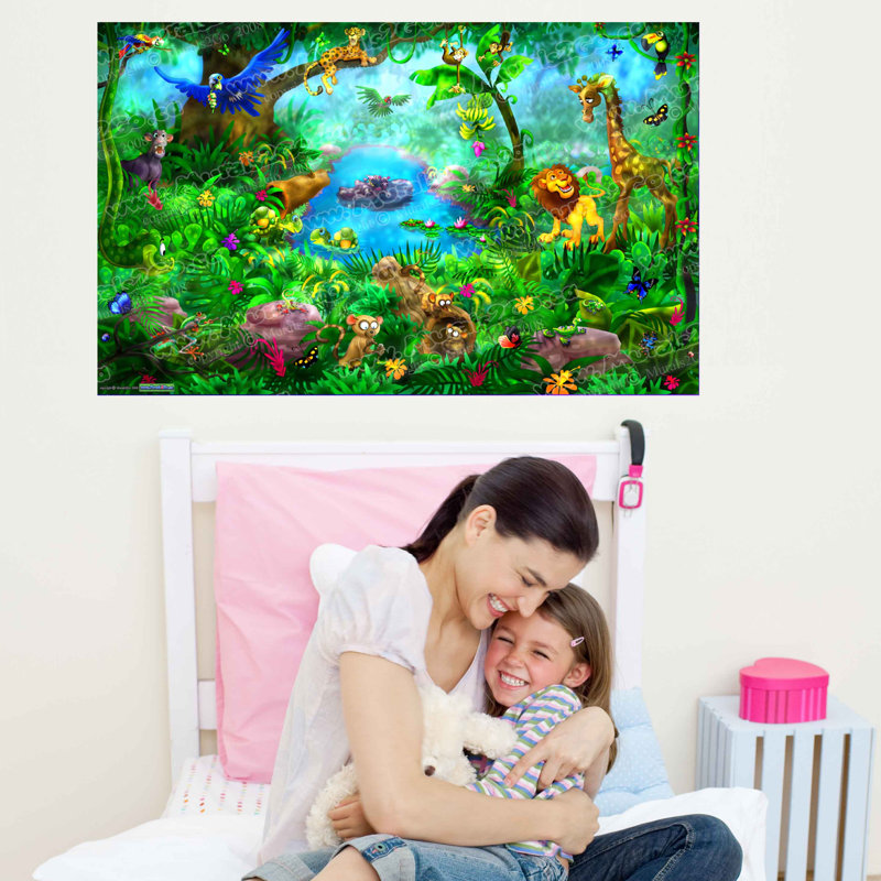 Affiche de jungle brillante, H 44,5 po x l 72 po