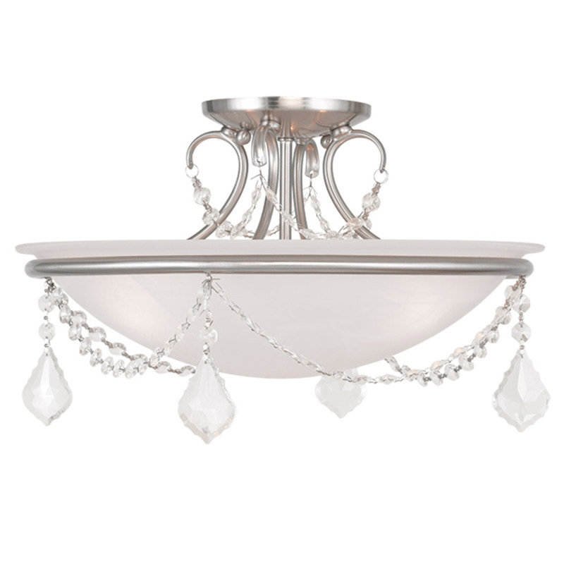 Keeter Glass Semi Flush Mount, 10" H x 16" W x 16" D, Brushed Nickel