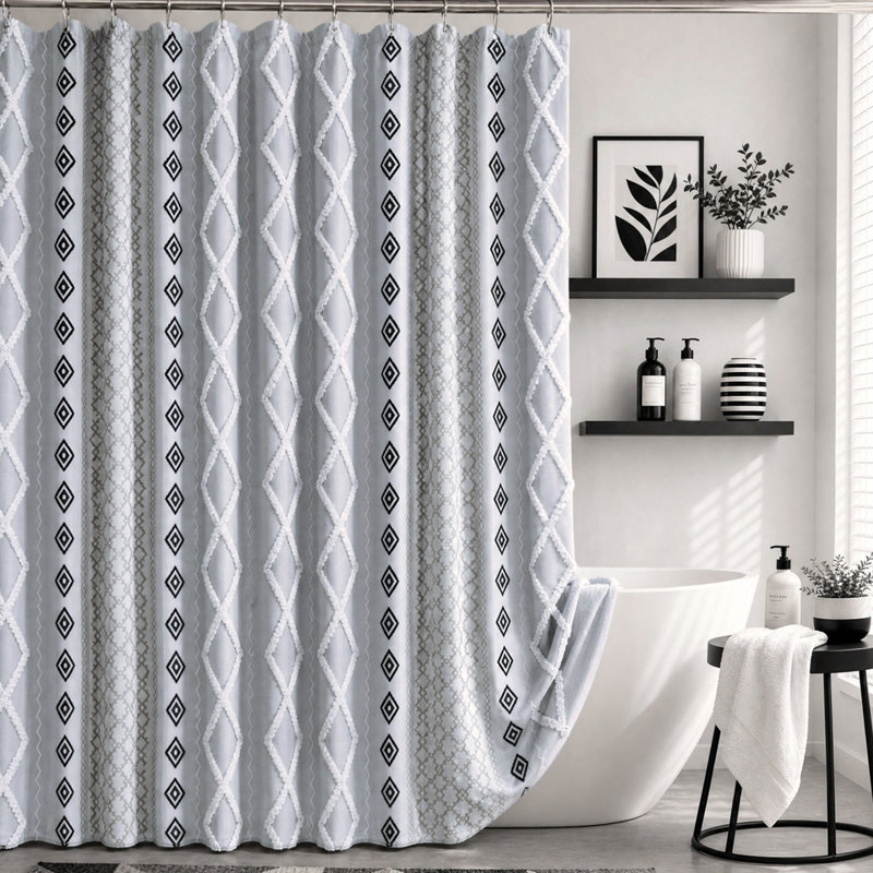 Rideau de douche Boho, Gris
