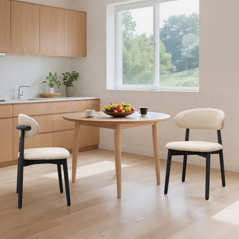 Ensemble de 2 chaises de salle à manger rembourrées avec pieds en bois massif, chaise sans accoudoirs pour la cuisine, le restaurant et le salon