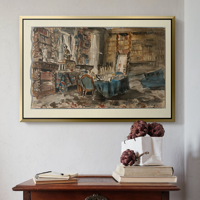 Cabinet de Flaubert à Croisset, 1874 - Georges-Antoine Rochegrosse, toile tendue avec châssis, 16 x 24, Doré