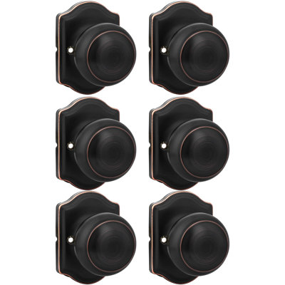 Faux boutons de porte en bronze huilé, boutons de porte en bronze anti-retournement, fonction à tirer pour garde-robe, portes françaises doubles, paquet de 6/6 pièces