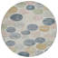 Tapis d'intérieur rond lavable géométrique 8 pi beige bleu marine et doré
