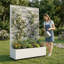 Lit de jardin en métal avec treillis et roues H 6 pi x l 4 pi - blanc-1972805452