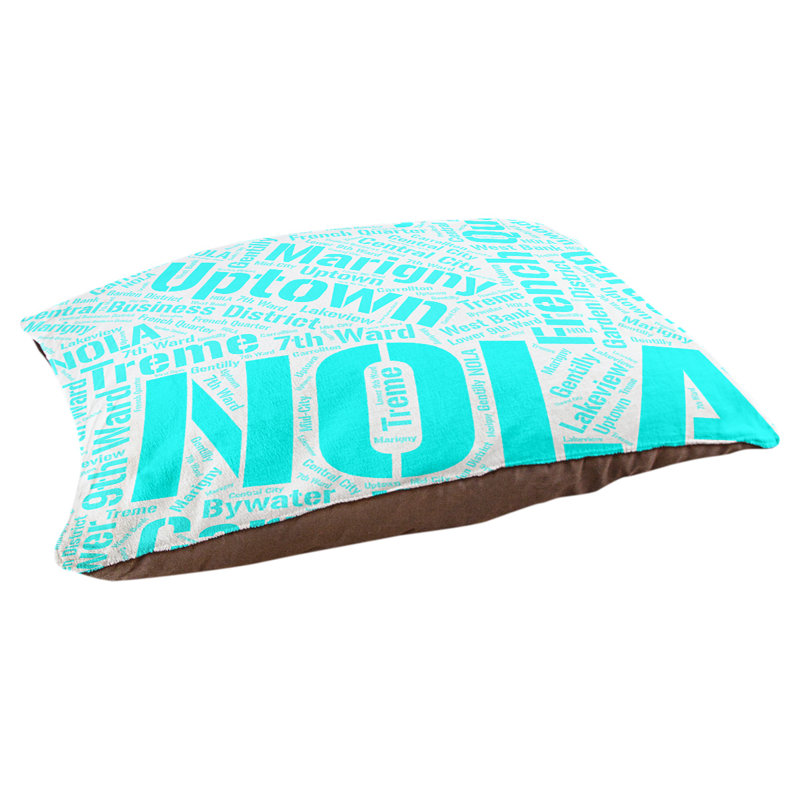 Coussin de chien « districts », Grand (l 40 po x P 30 po x H 14 po), Cyan, Nouvelle-Orléans