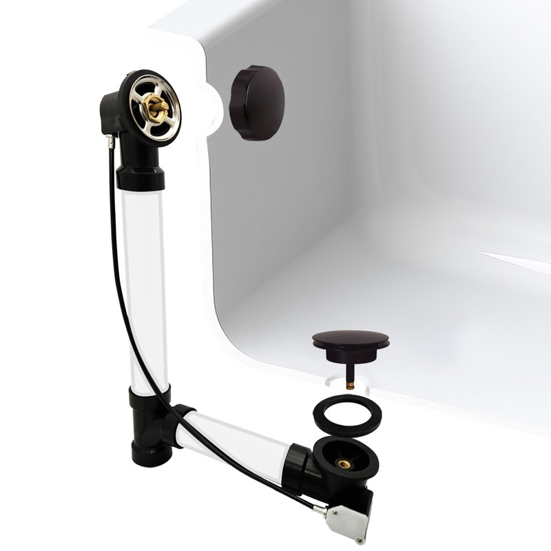 35" Cable Drive Bathtub Pop-Up Drain Trim with Rotary Overflow and Sch. 40 ABS Fittings, Oil Rubbed Bronze