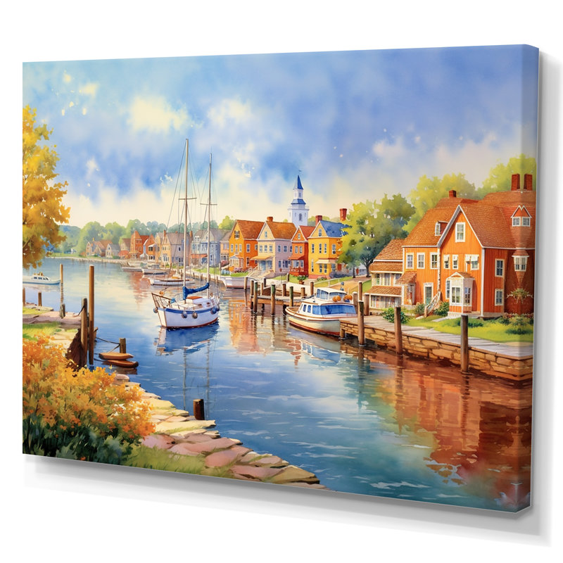 Paysage du canal de la baie Maryland, H 16 po x l 32 po x P 1 po, Toile tendue