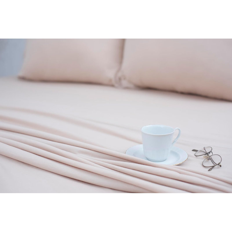 100% Cotton Jersey Knit Flat Sheet, Beige, Queen Flat Sheet