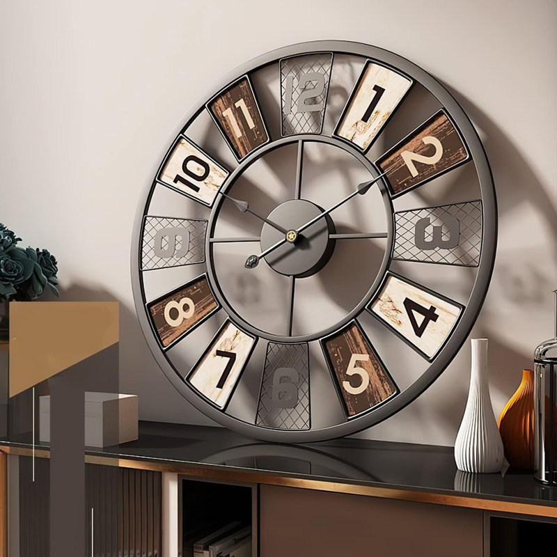 Large Vintage Wall Clock Retro XXL Antique Metal Clock Stainless Steel Large Roman Numerals Large For Living Room Wall Diameter 60cm