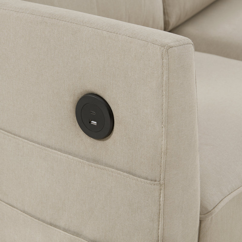 Storage 4-PC Modular Sectional With USB & Type C, Beige Polyester