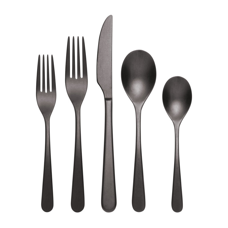 Kenbrook 20 Piece Everyday Flatware Set, Service for 4, Black