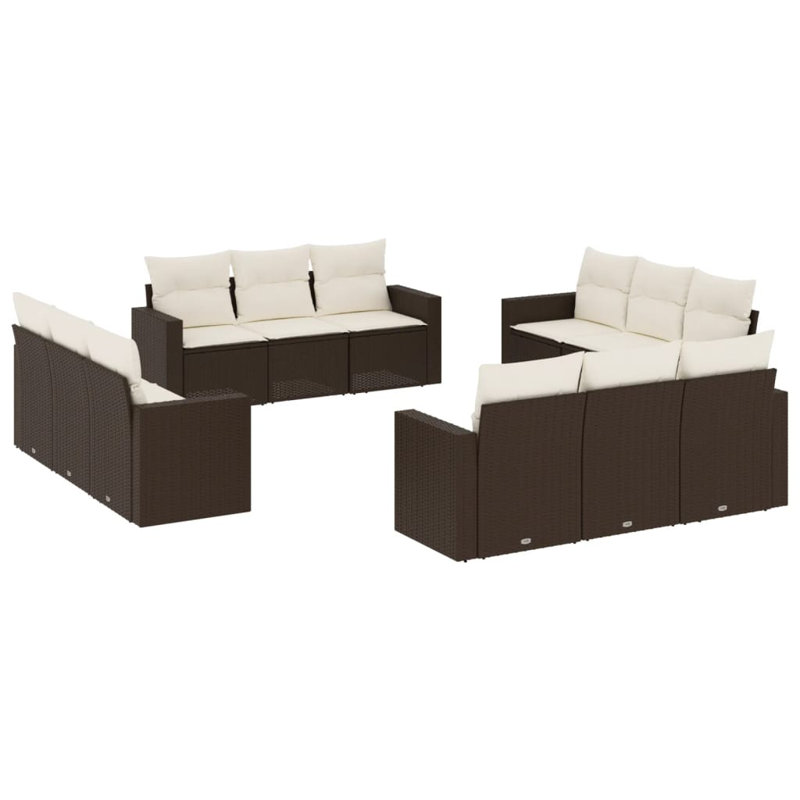  Garden Sofa Set Brown, Brown, White