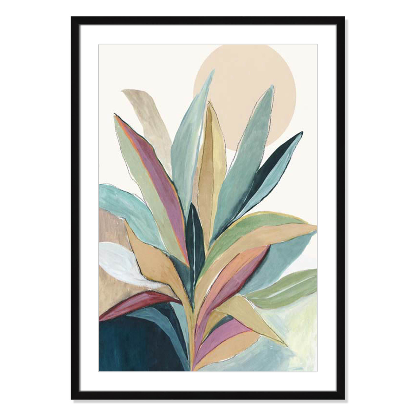 Byer "Sunny Bright Leaves I" Print by Asia Jensen, 35.5" H x 25.5" W x 1.25" D, Black Single Picture Frame, Yes