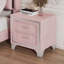 Table de chevet Mid-Century rétro - 2 tiroirs, revêtement en velours rose, pieds en métal