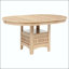 Table de salle à manger ovale à rallonge avec base de rangement à piédestal