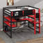 Lit mezzanine Gaming avec bureau intégré et tablettes de rangement, cadre de lit en bois peu encombrant avec DEL et course latérale-125193244-125193246