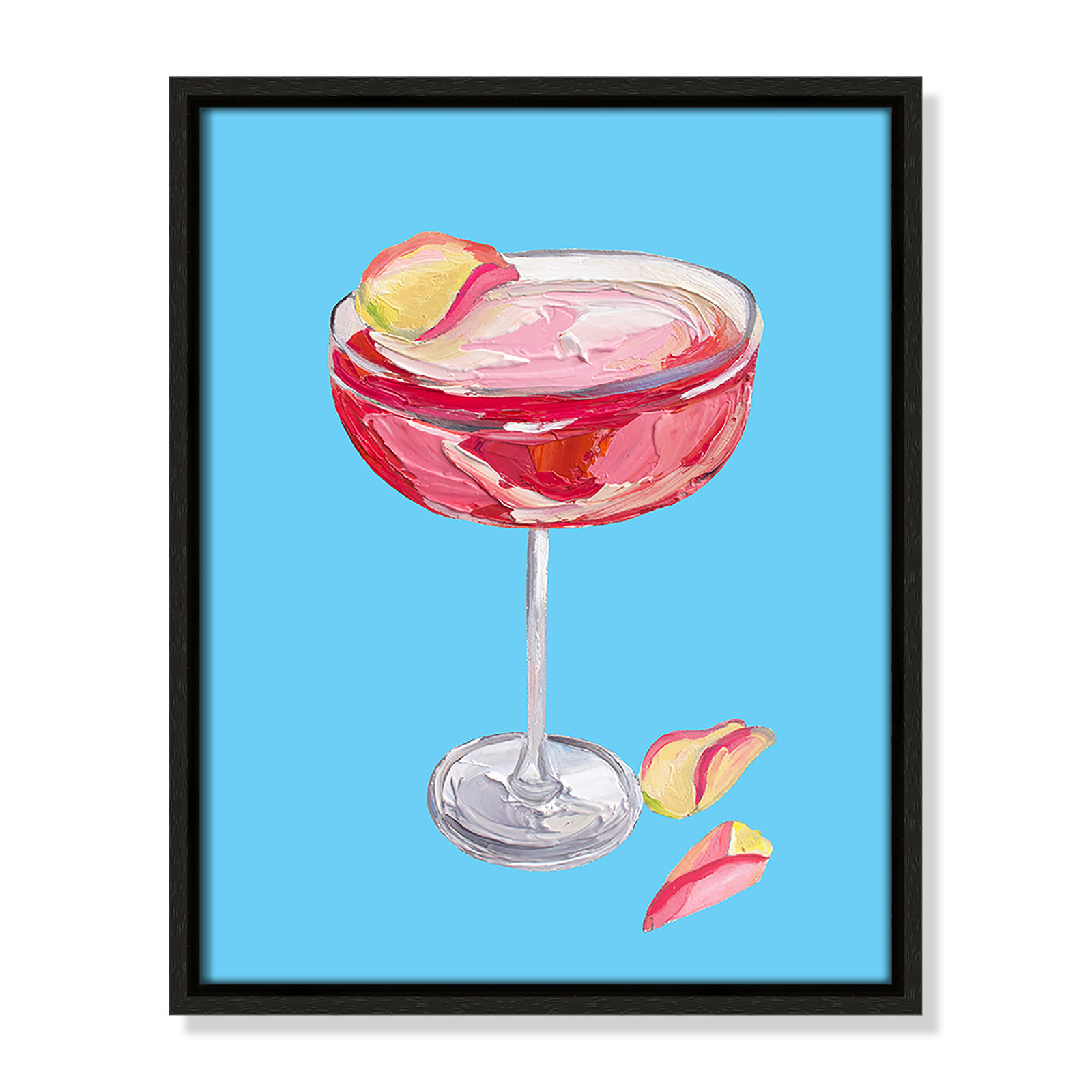 Sparkling Rose Gin Cocktail Print by Straker, 15.5" H x 12.5" W, Espresso Floater