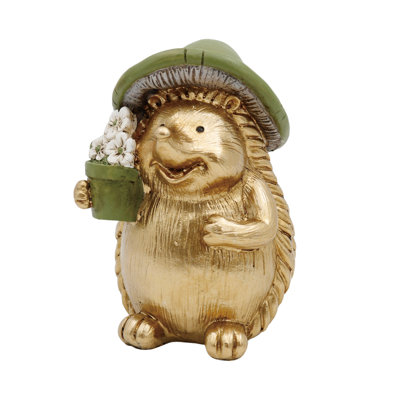 Resin Gold Hedgehog Figurine, Figurines, Gold, Resin, Tabletop, Living Room, Spring, Home Decoration