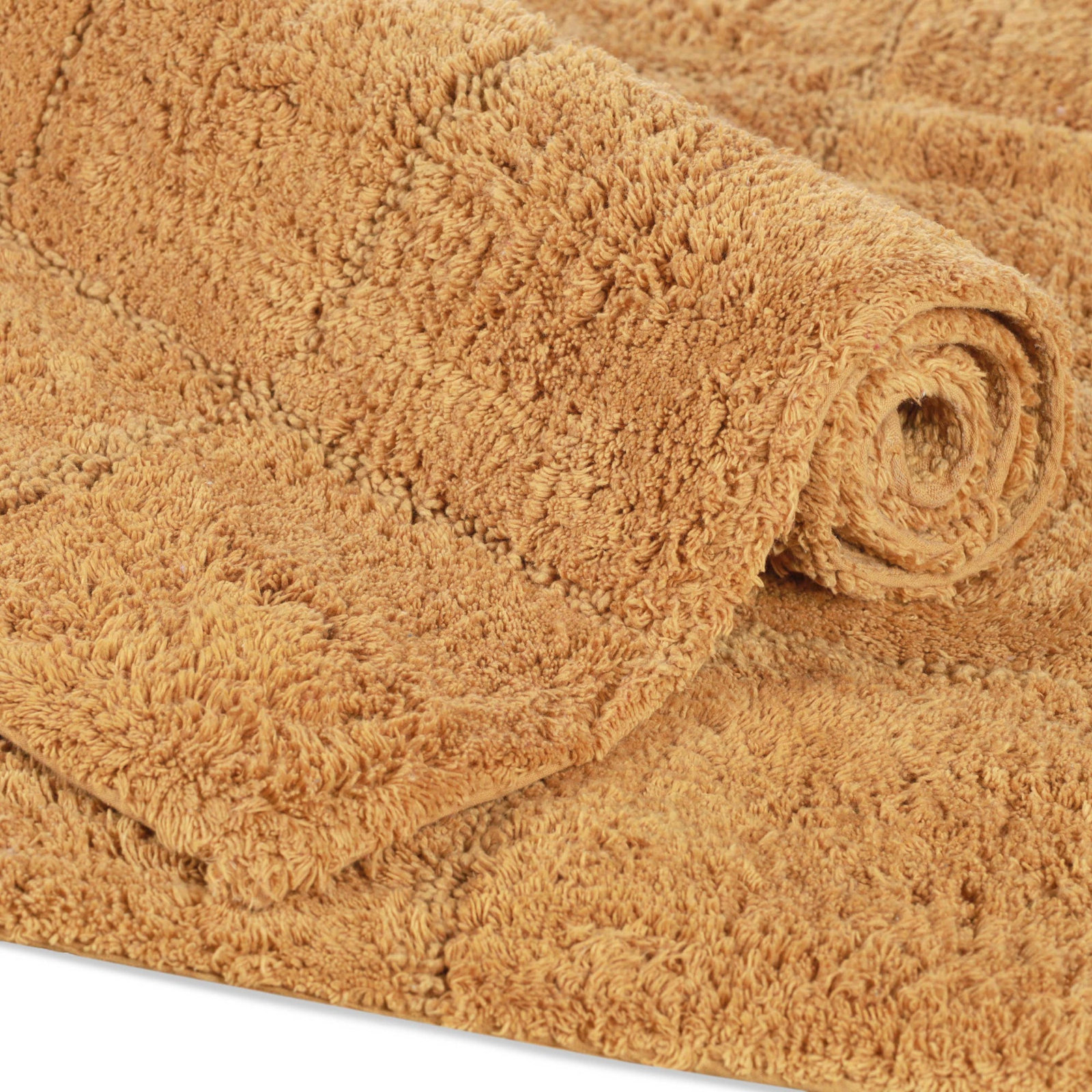 Checkered Cotton Bath Rug, Checkers Rust