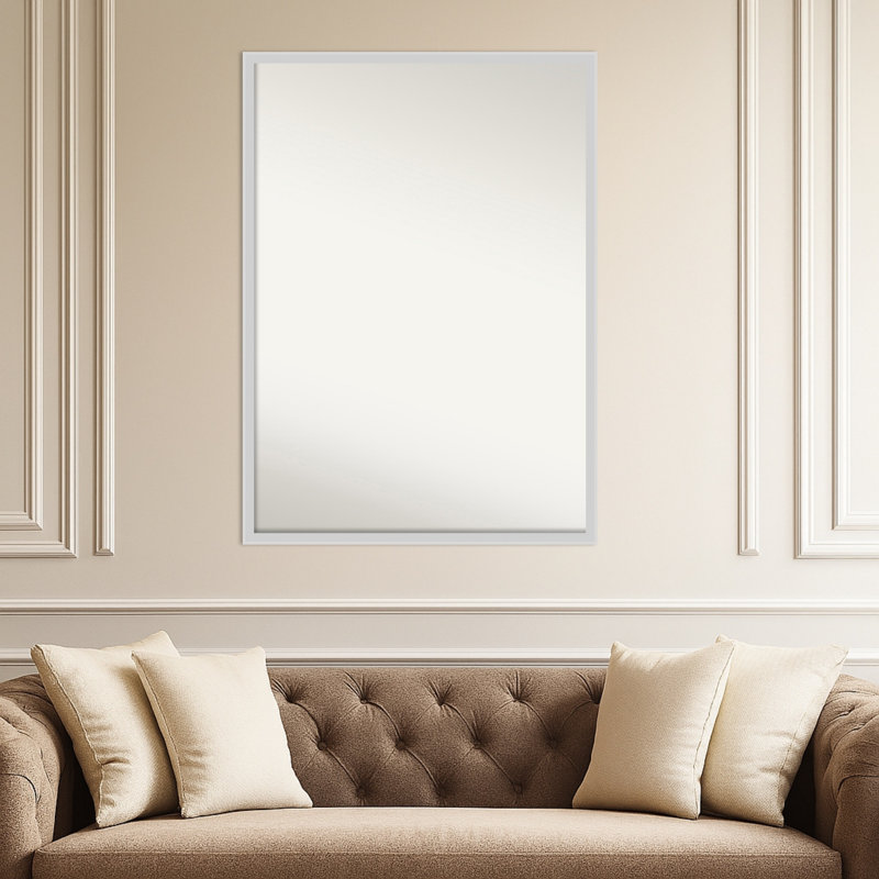 Incline Non-Beveled Wood Framed Wall Mirror, Silver, 28.5" x 39.5"