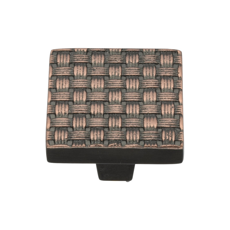 Heritage Brass Cabinet Knob Square Weave Design, 32mm L x 32mm W x 26mm H, Antique Copper