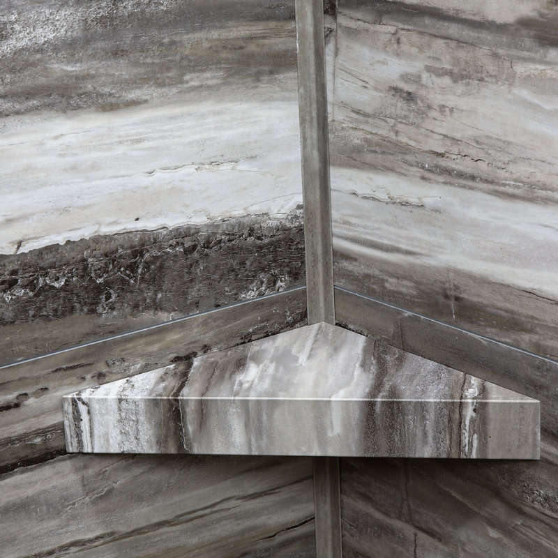 Palisade Vinyl Waterproof Corner Shower Shelf, Granite