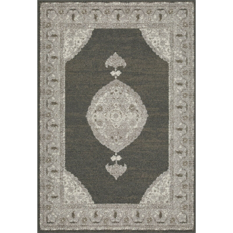 Intérieur/extérieur gris en laine de style oriental tapis décoratif Banner, Rectangle de 2 pi x 3 pi