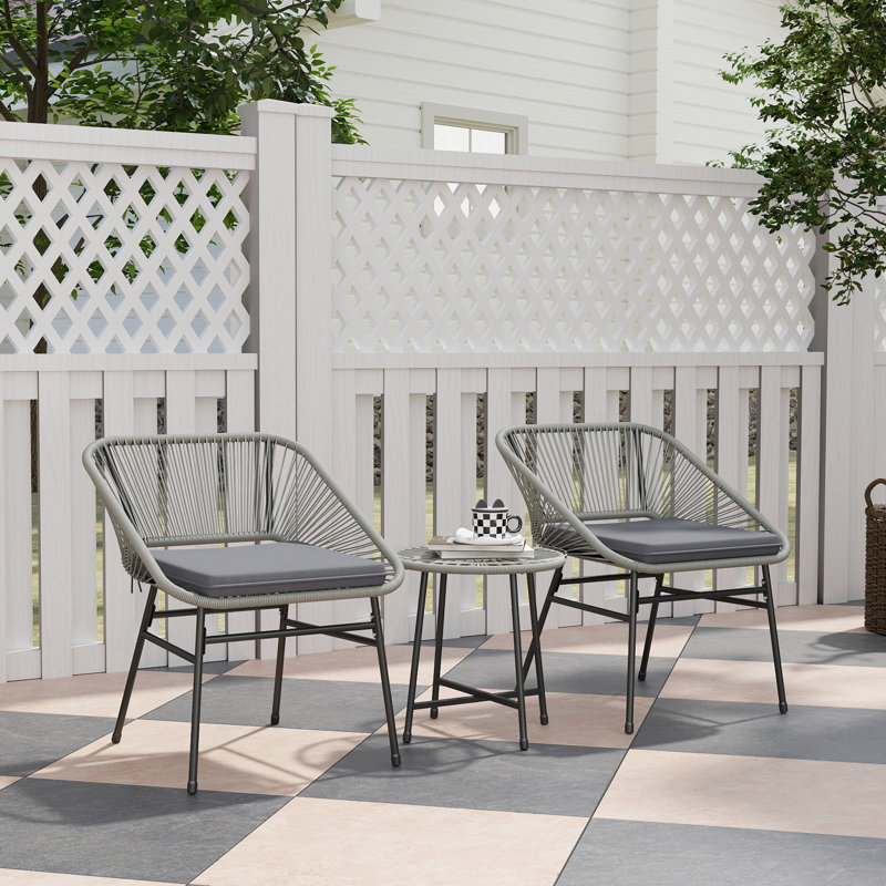 Round 3 - Piece 2 - Person 45Cm L Outdoor Bistro Set, Black/Grey