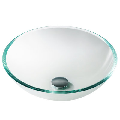 Kraus Glass Vessel Sink in Crystal Clear with Pop-Up Drain