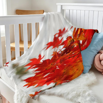 Jeté en molleton transparent ultra doux, imprimé érable rouge japonais