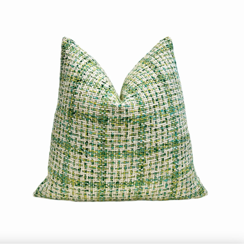 Housse de coussin en tissu écossais vert, H 20 po x l 20 po
