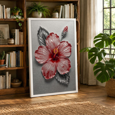 Hibiscus in Bloom Botanical - Wrapped Canvas