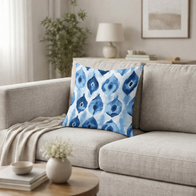 Coussin Coastal - coussin de plage imprimé ikat bleu