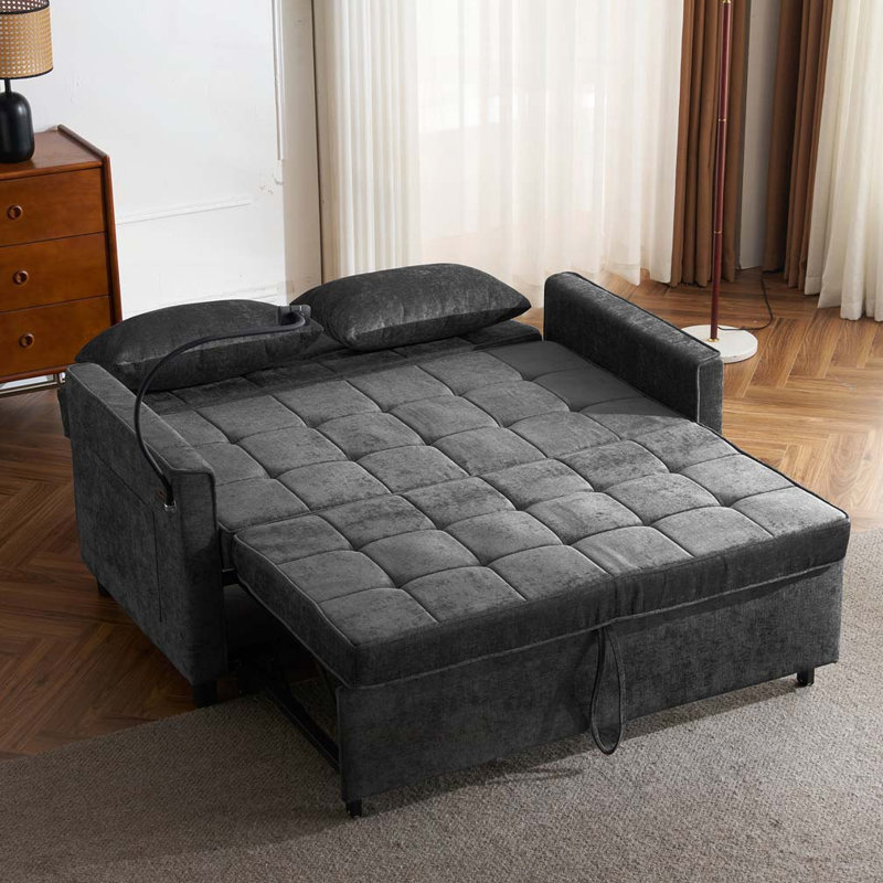 Loveseat Sofa Pull-Out Sofa Bed Sleeper Sofa, Black