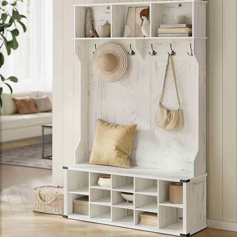 Hall Tree, Rustic White