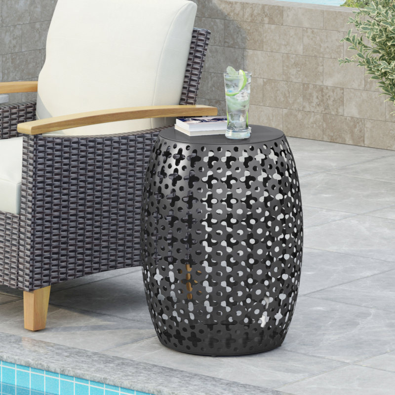 Sturdy And Stylish Metal End Table With Exquisite Design For Any Space, Black