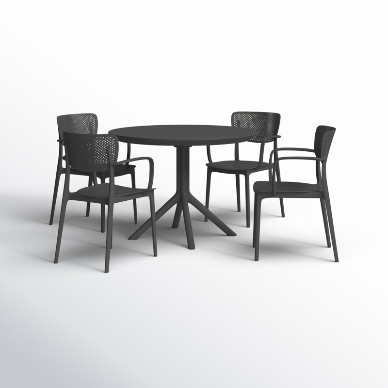 Farrah Loft Armchair 5 Person Dining Set, Black