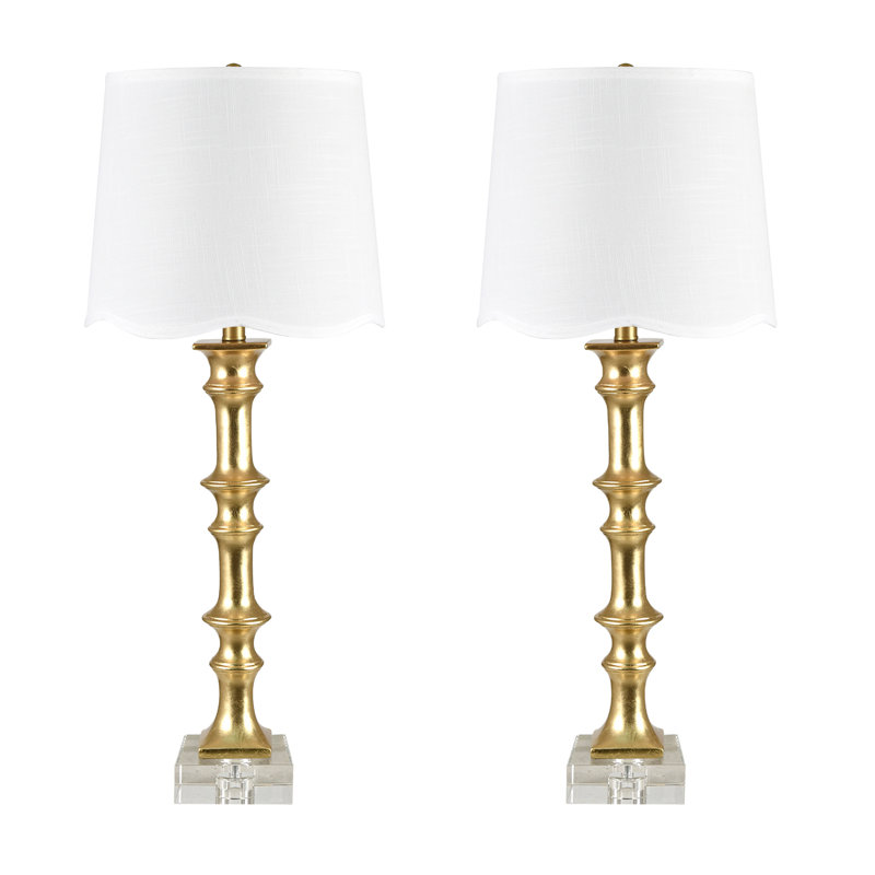 31.75" Crystal Table Lamp With White Shade, White