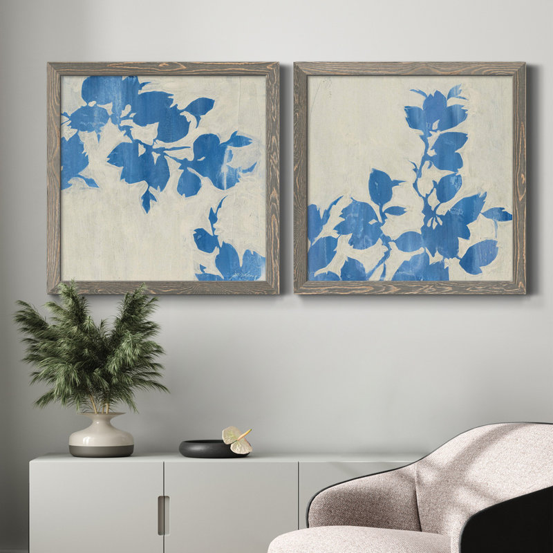 «Falling Leaves III», ensemble de 2 reproductions d'art sur toile, H 31,5 po x l 63 po x P 1,5 po, Encadré gris