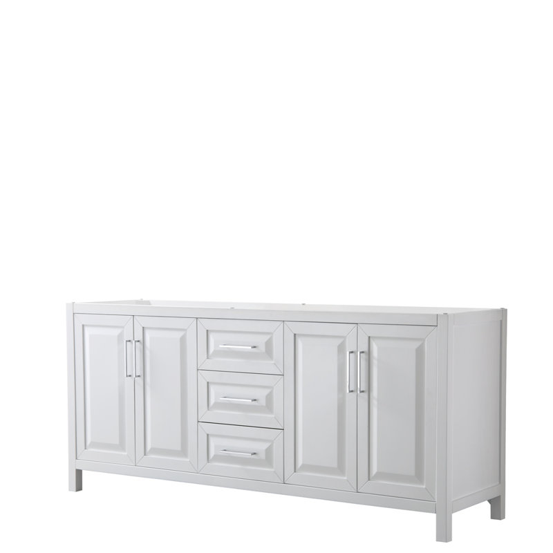 Daria 80'' W Double Vanity, White, Carrara Cultured Marble, Polished Chrome