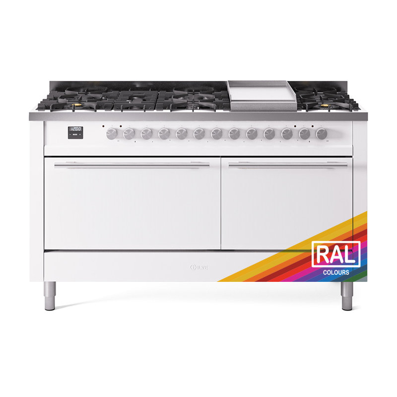 Plaque chauffante à deux brûleurs 60 po ILVE Professional Plus II II, Gaz naturel, RAL classique / acier inoxydable