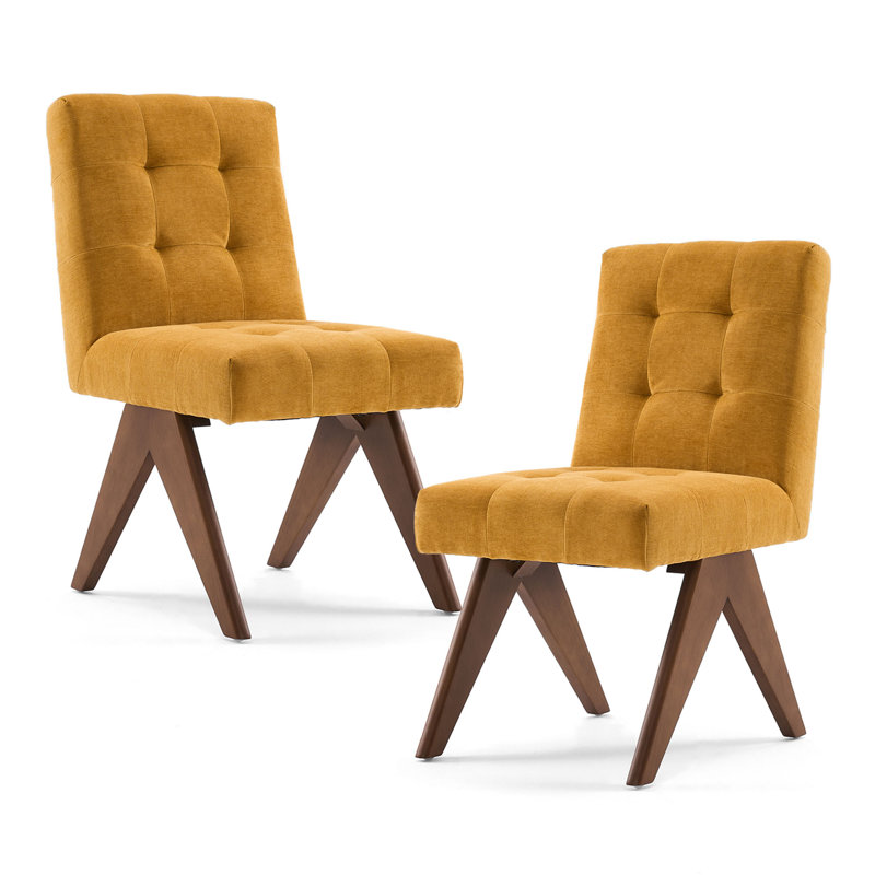 Nieck Tufted Upholstered Parsons Chair, Yellow