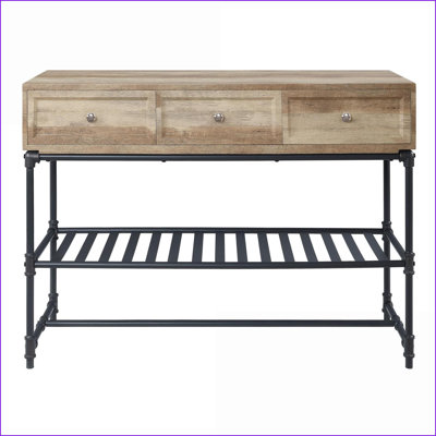Chêne & amp; Table basse rustique industrielle Sandy - Solution de rangement avec pieds en métal durables
